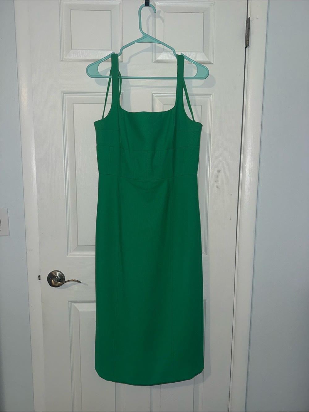 ANTONIO MELANI Emerald Green Square-Neck Midi Dress